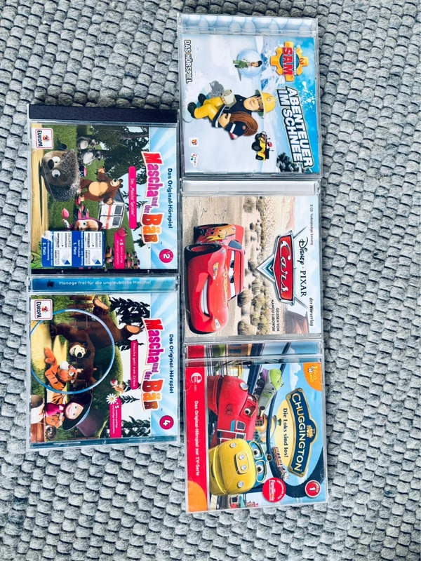 5 CDs Cars, Feuerwehrmann Sam, chuggington, Mascha