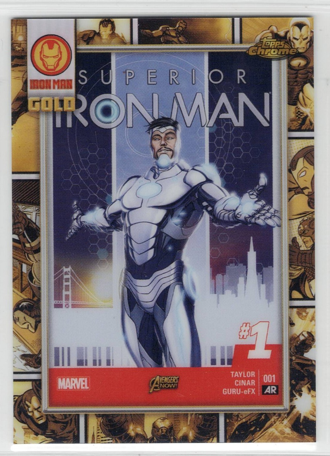 Scheda rifrattore oro 2025 Topps Chrome Marvel Comics Iron Man #IM-10