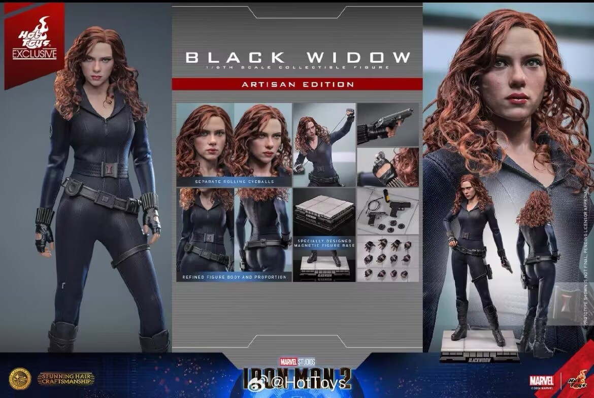Nuovo Hot Toys MMS757AE Iron Man 2 1/6 Black Widow Artisan Edition in magazzino