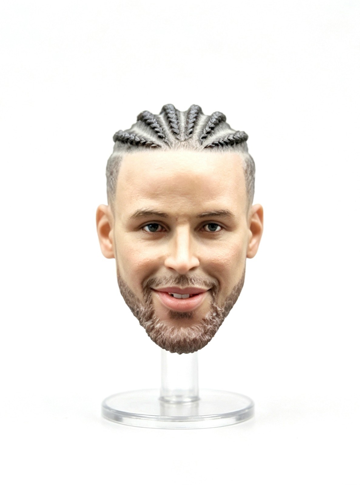 Scultura testa dreadlocks sorriso Stephen Curry personalizzata dipinta a mano 1/6 per Enterbay 