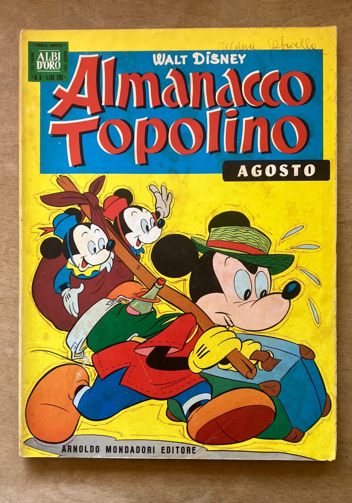 Almanacco Topolino n. 8 agosto 1967 con bollini - piego di libri o raccomandata