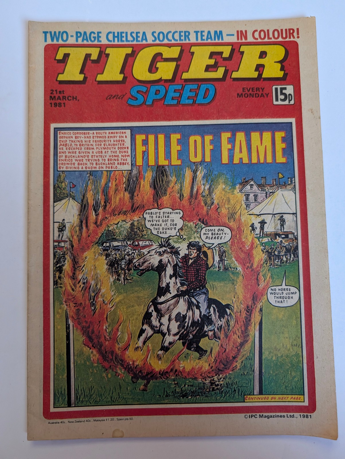 Tiger and Speed Comic 21st March 1981, IPC Magazines Ltd.