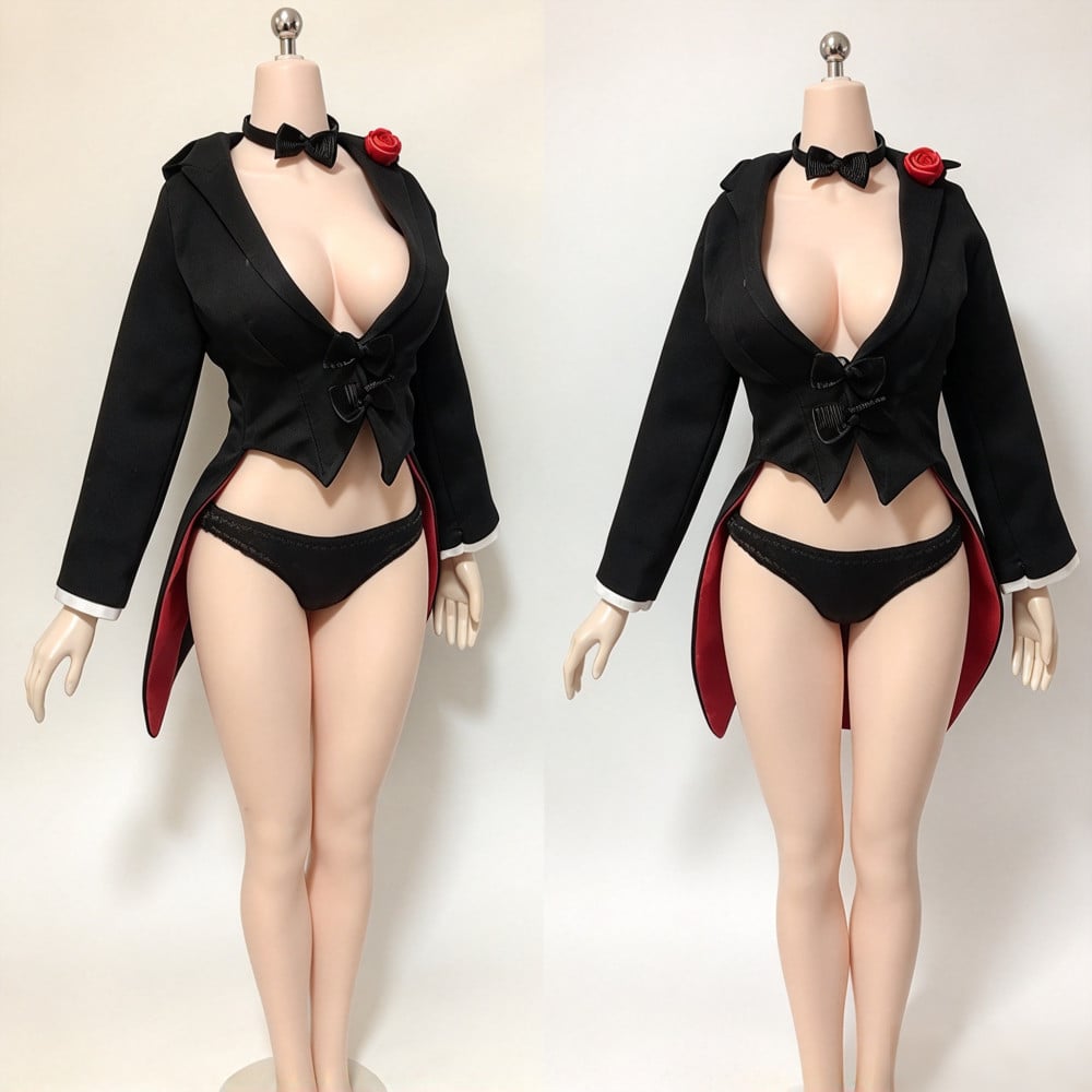 Completo smoking corto donna scala 1/6 mini abito coulisse modello adatto figure 12''