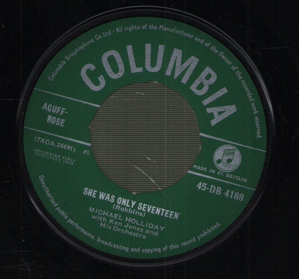 Michael Holliday She Was Only Seventeen Vinile 7" 45 RPM UK Columbia 1958