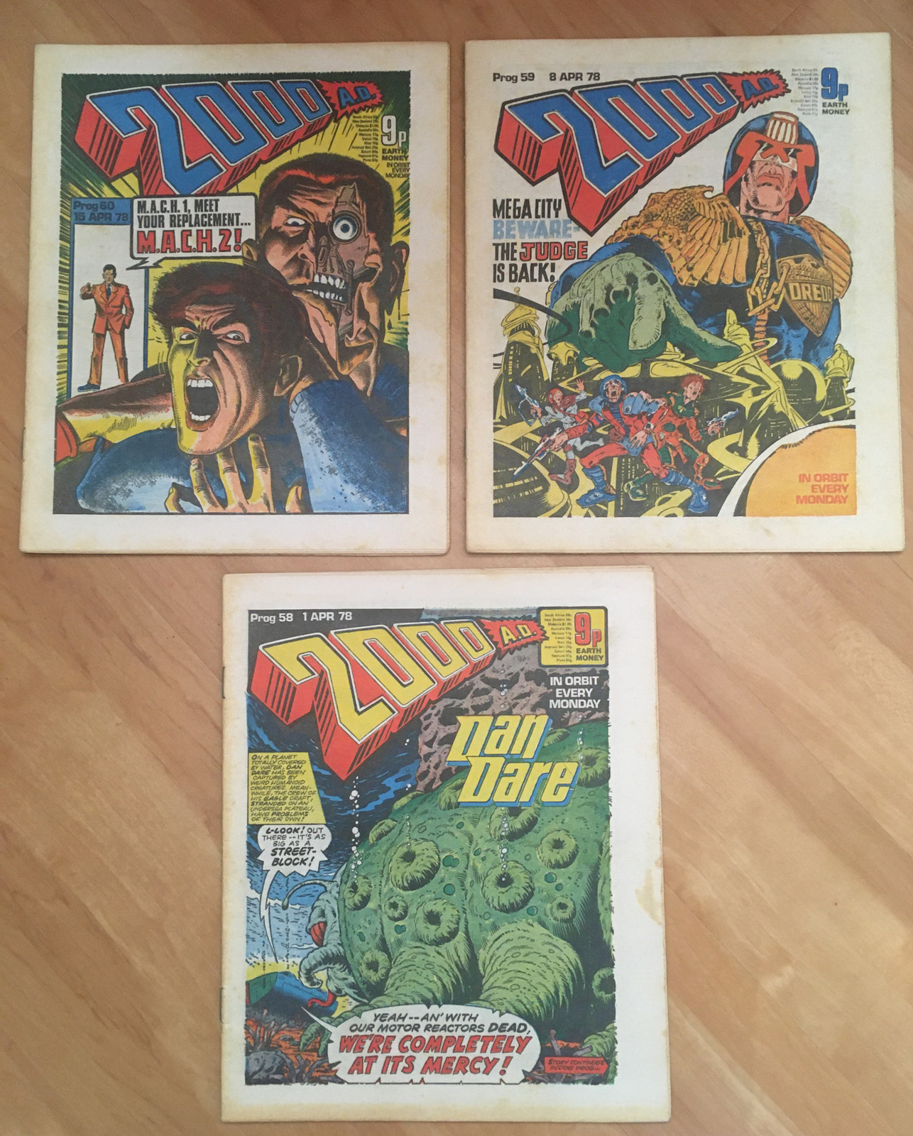 Vintage 2000AD 58 59 60 Dredd McMahon Bolland Star Wars Kite Ad UK Comics 1978
