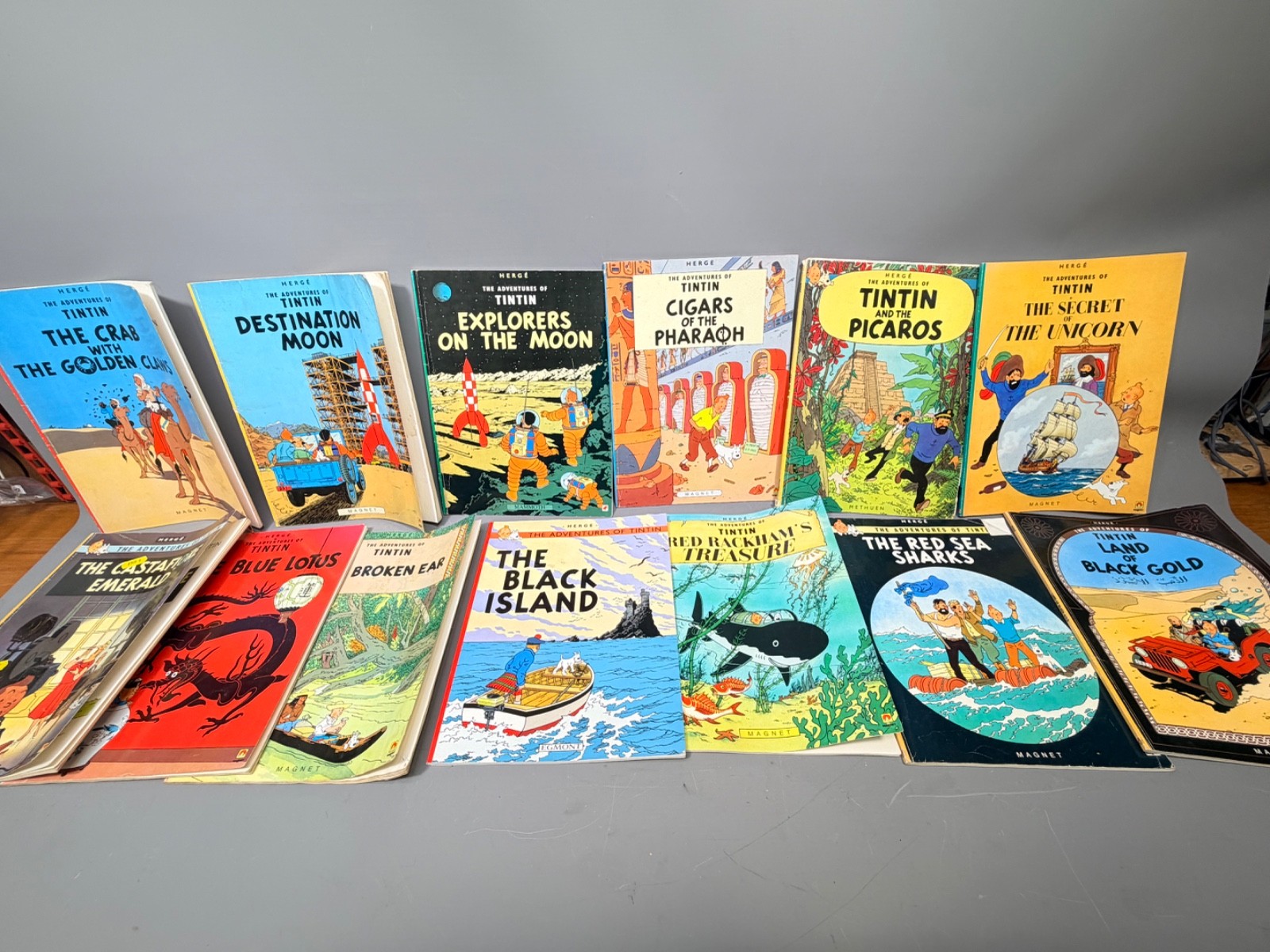 Tintin Books Job Lot Hergé Magnet Egmont Mammoth Mixed Collection 13 books