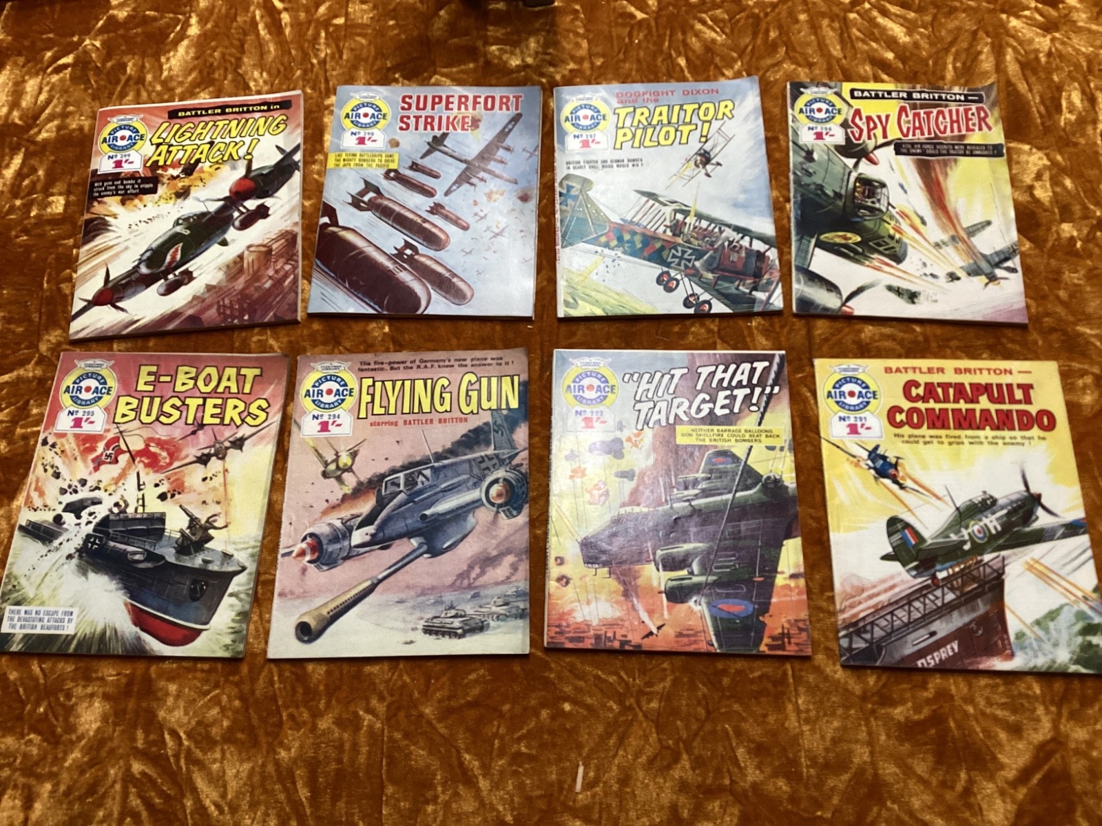8 x  Air Ace Picture Library  Fleetway Library No 291 - 299    1966
