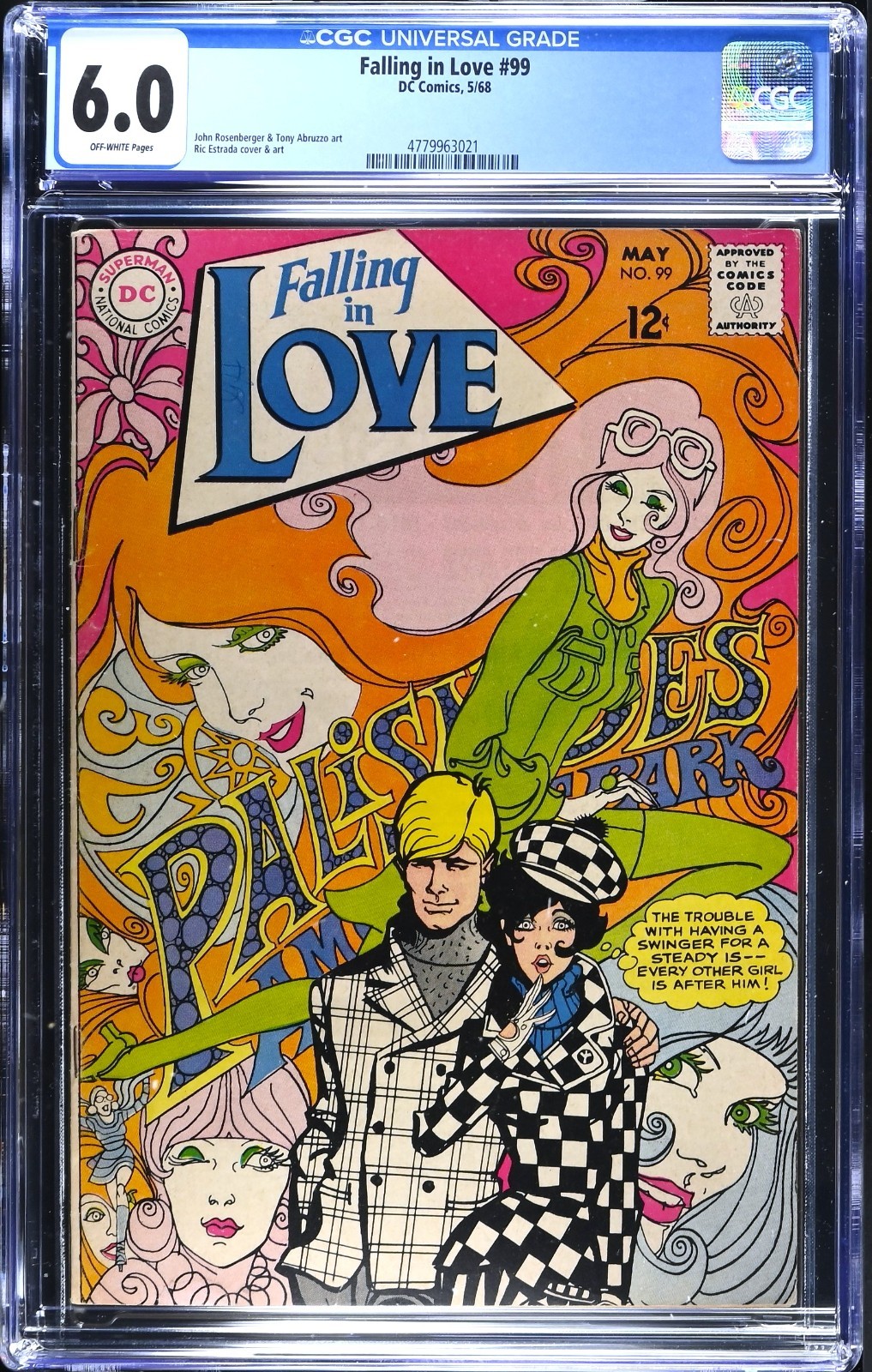 Falling in Love #99 CGC 6.0 OW DC Comics 1968 *Copertina classica romantica psichedelica