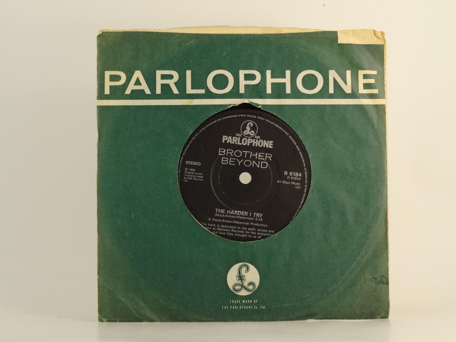 BROTHER BEYOND THE HARDER I TRY (80) 2 Track 7" Single plus Company Sleeve PARLO
