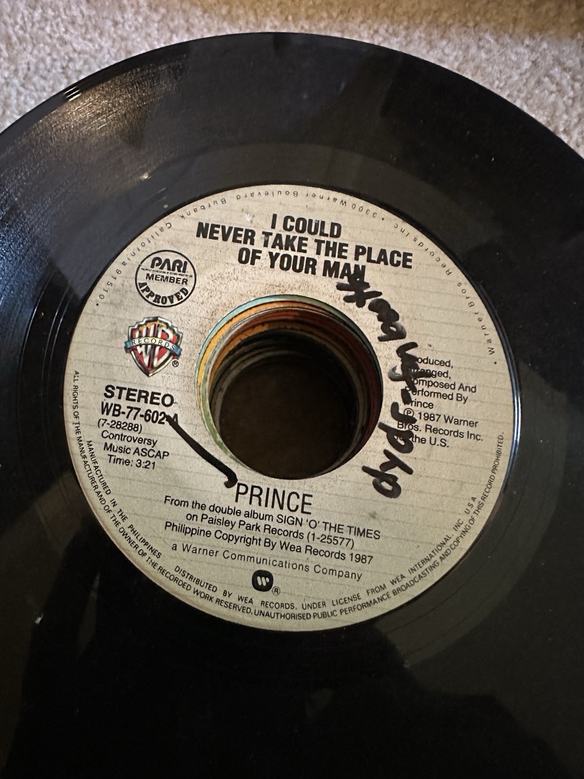 Prince And The Revolution 45 rpm Philippines 7" I Could Never Take The Place Of