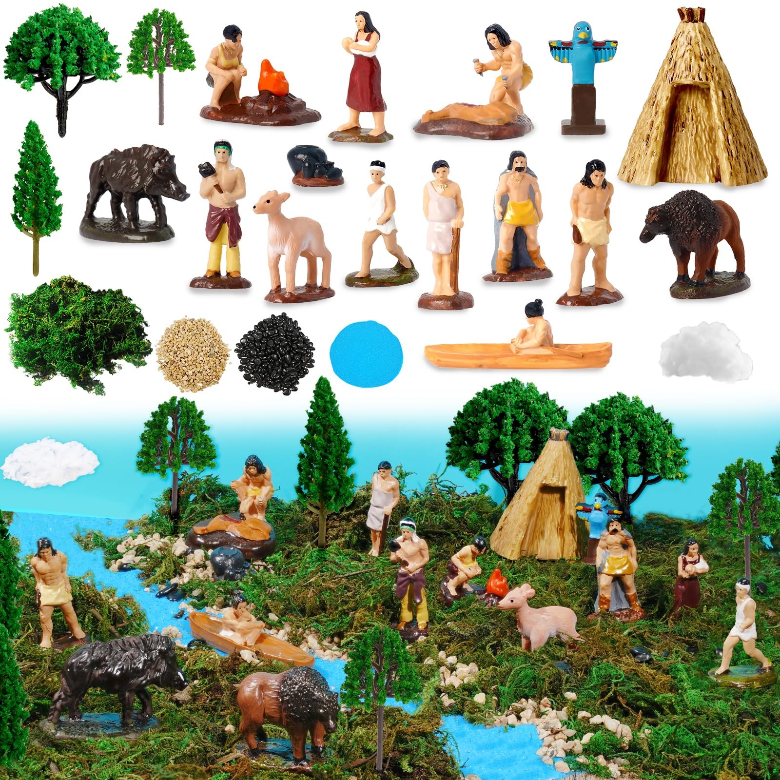Set 31 pezzi figurine indiane americane figurine da collezione