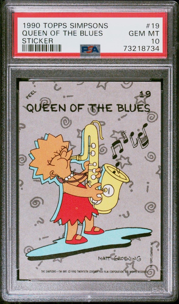 1990 Topps Simpsons Sticker Lisa Simpson Queen of the Blues # 19 PSA 10