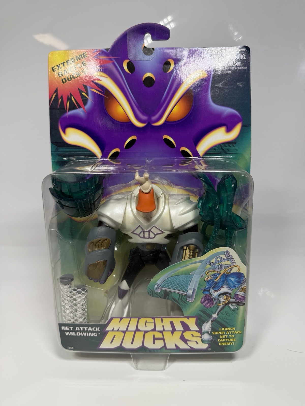 Modellino vintage Mighty Ducks Extreme Battle Net Attack Wildwing Mattel 1996 NUOVO raro