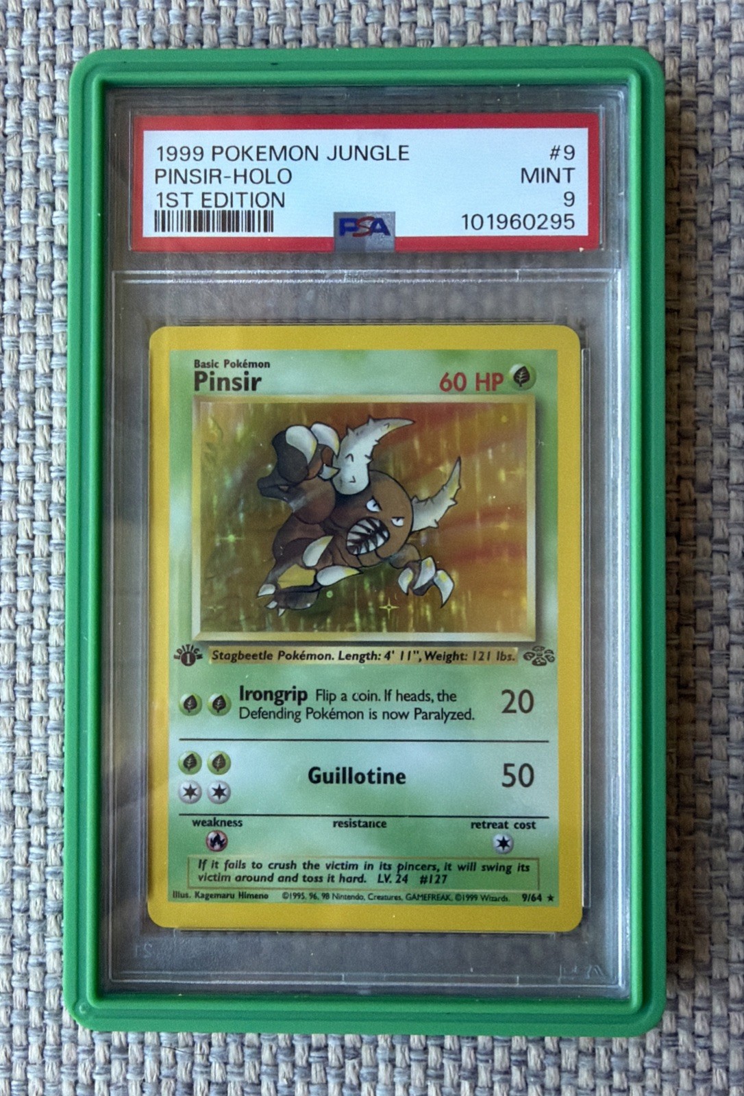 1999 POKEMON JUNGLE 1° EDIZIONE #9 PINSIR-HOLO PSA 9