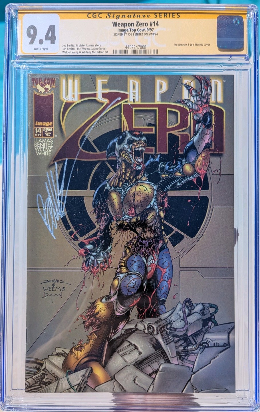 TOP COW/IMAGE comic Weapon Zero #14  1997 CGC signed by JOE BENIUTEZ