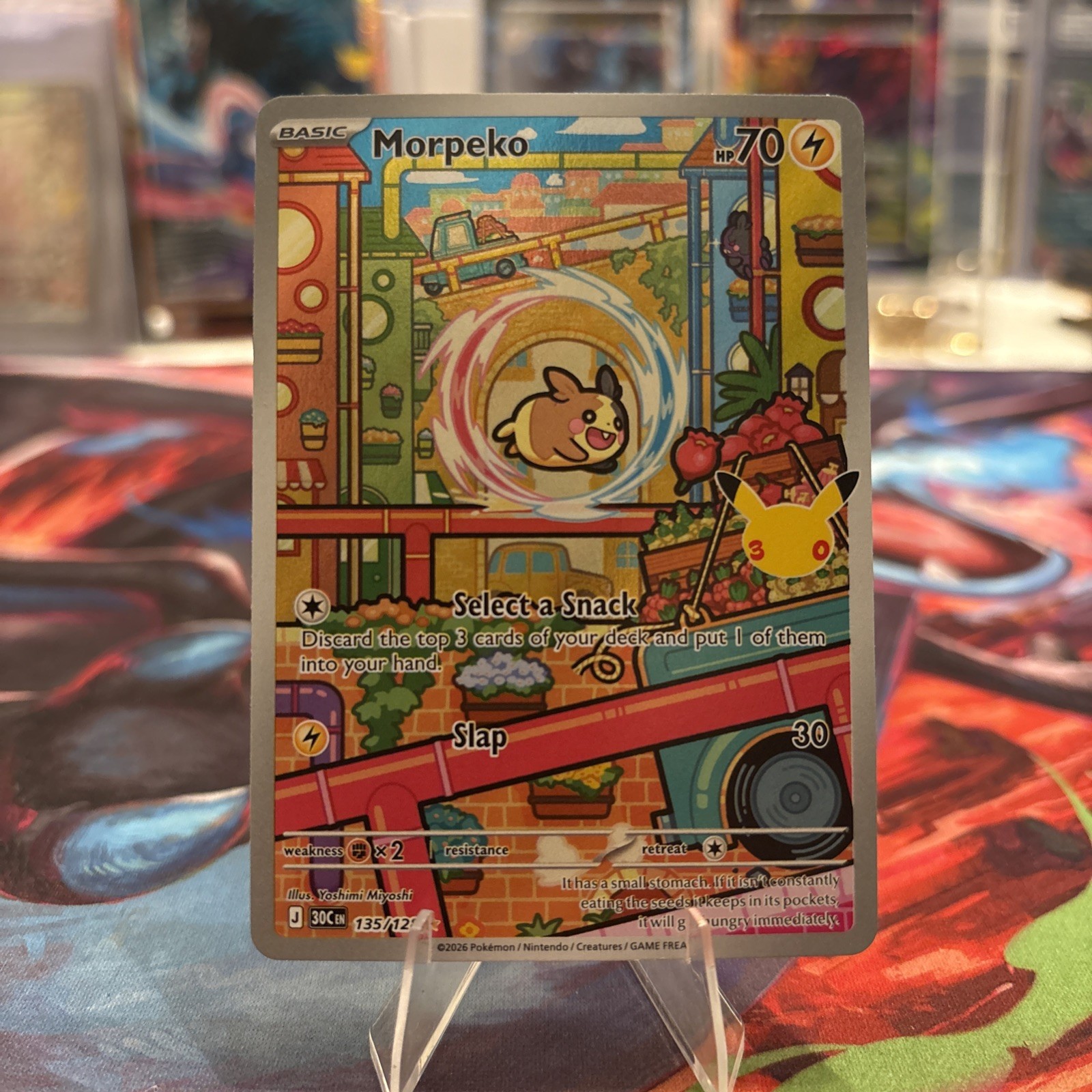 Morpeko Illustration Rare Holo 135/128 30th Celebrations TCG Card (Pack Fresh)