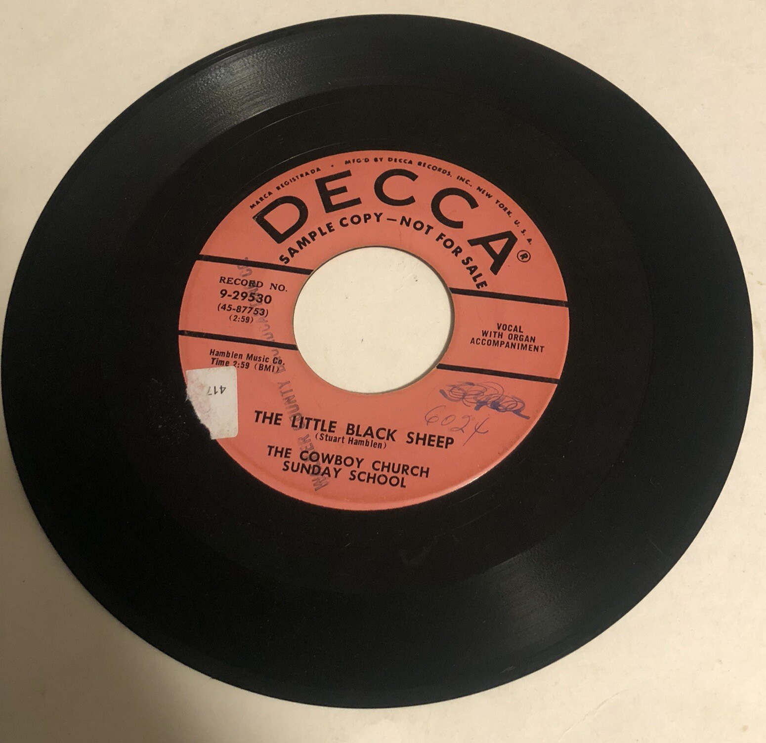 Cowboy Church 45 Vinyl Record Little Black Sheep - Go On By