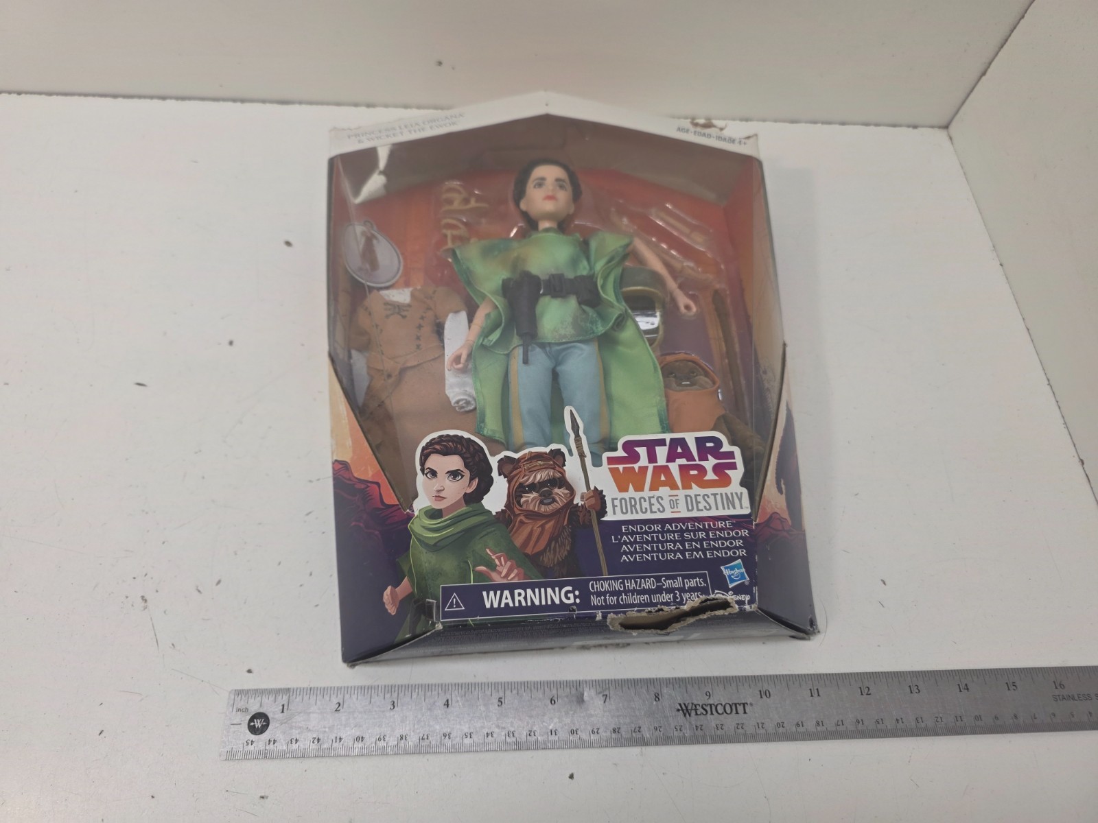 Star Wars Forces of Destiny Princess Leia Organa & Wicket the Ewok WORN BOX