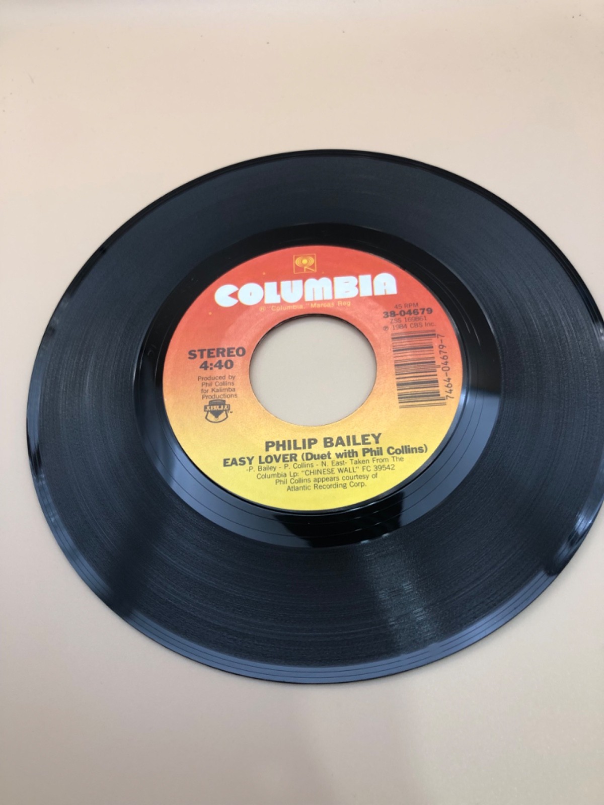 PHILIP BAILEY PHIL COLLINS 45 RPM EASY LOVER / WOMAN COLUMBIA 38-04679 —NM