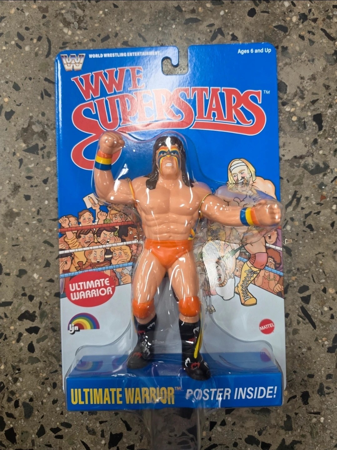 WWE LJN MATTEL SUPERSTARS ULTIMATE WARRIOR 8" ACTION FIGURE CARTA BLU SPEDISCO SUBITO