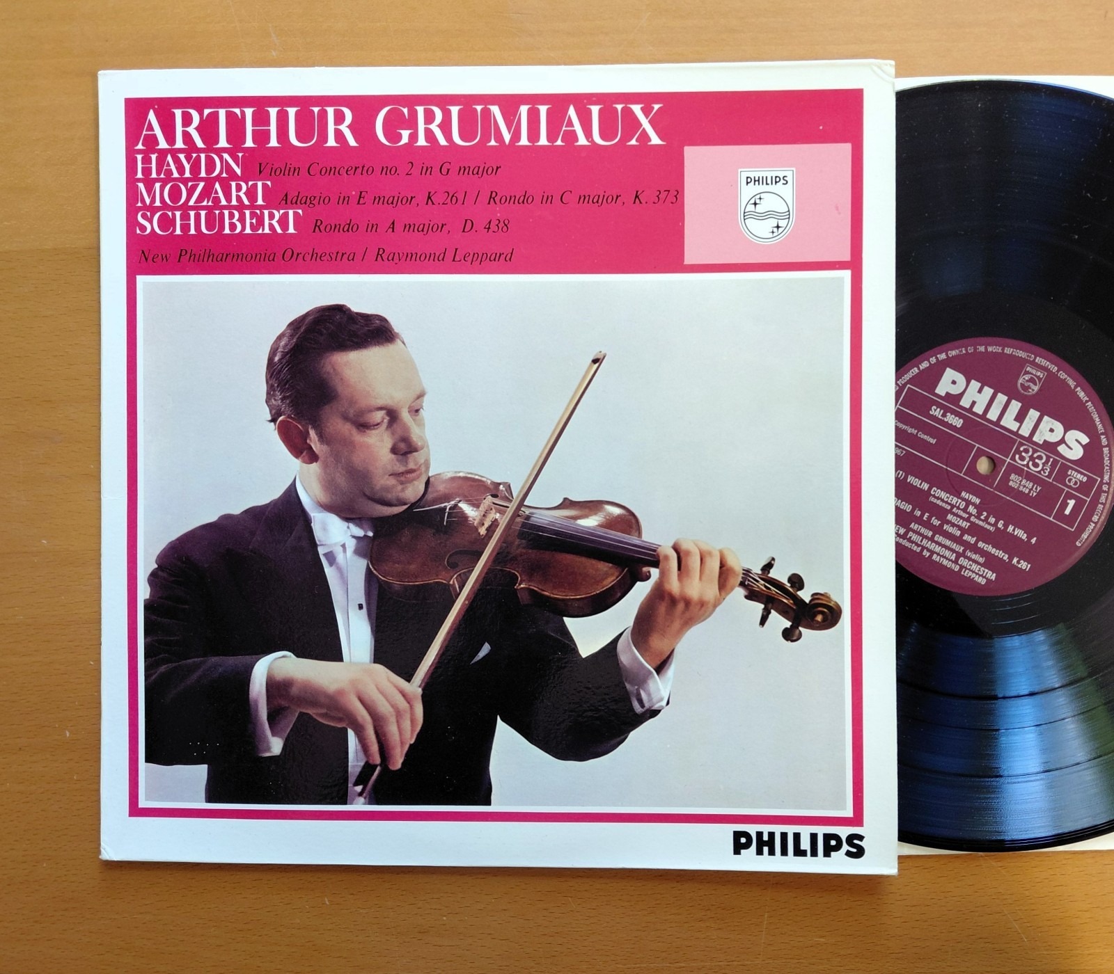 SAL 3660 Arthur Grumiaux Haydn Mozart Schubert Violin NEAR MINT Philips 1st Plum