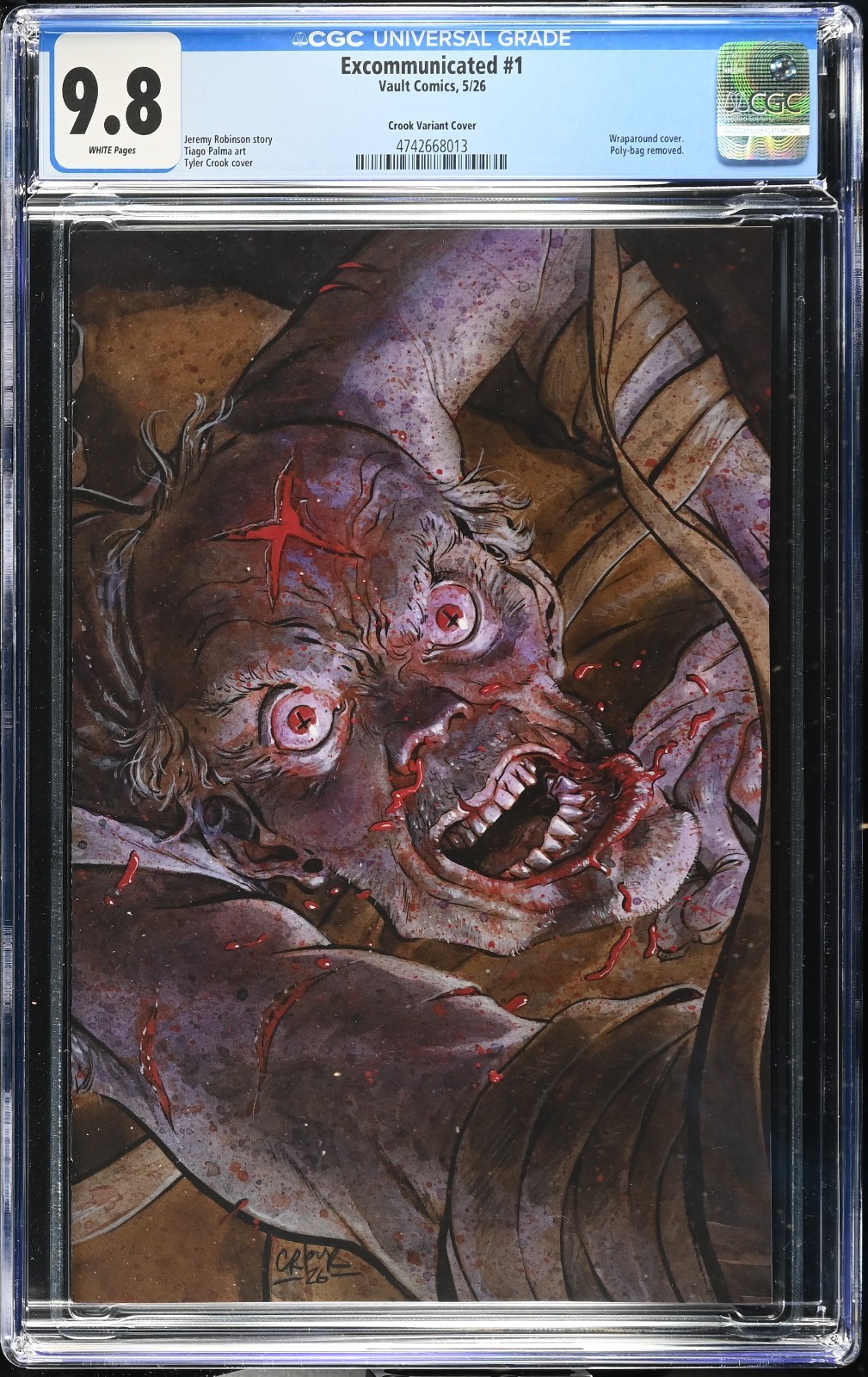 Scommunicato #1 - Tyler Crook Borsa Nera (Rimossa) Copertura Variante Avvolgente - CGC 9.8