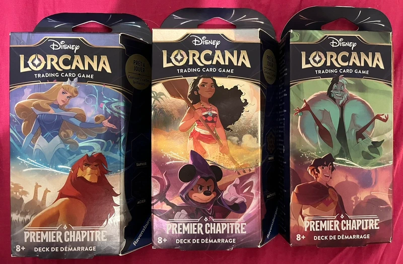 Lot des 3 deck de démarrage Disney Lorcana premier chapitre first print FR01