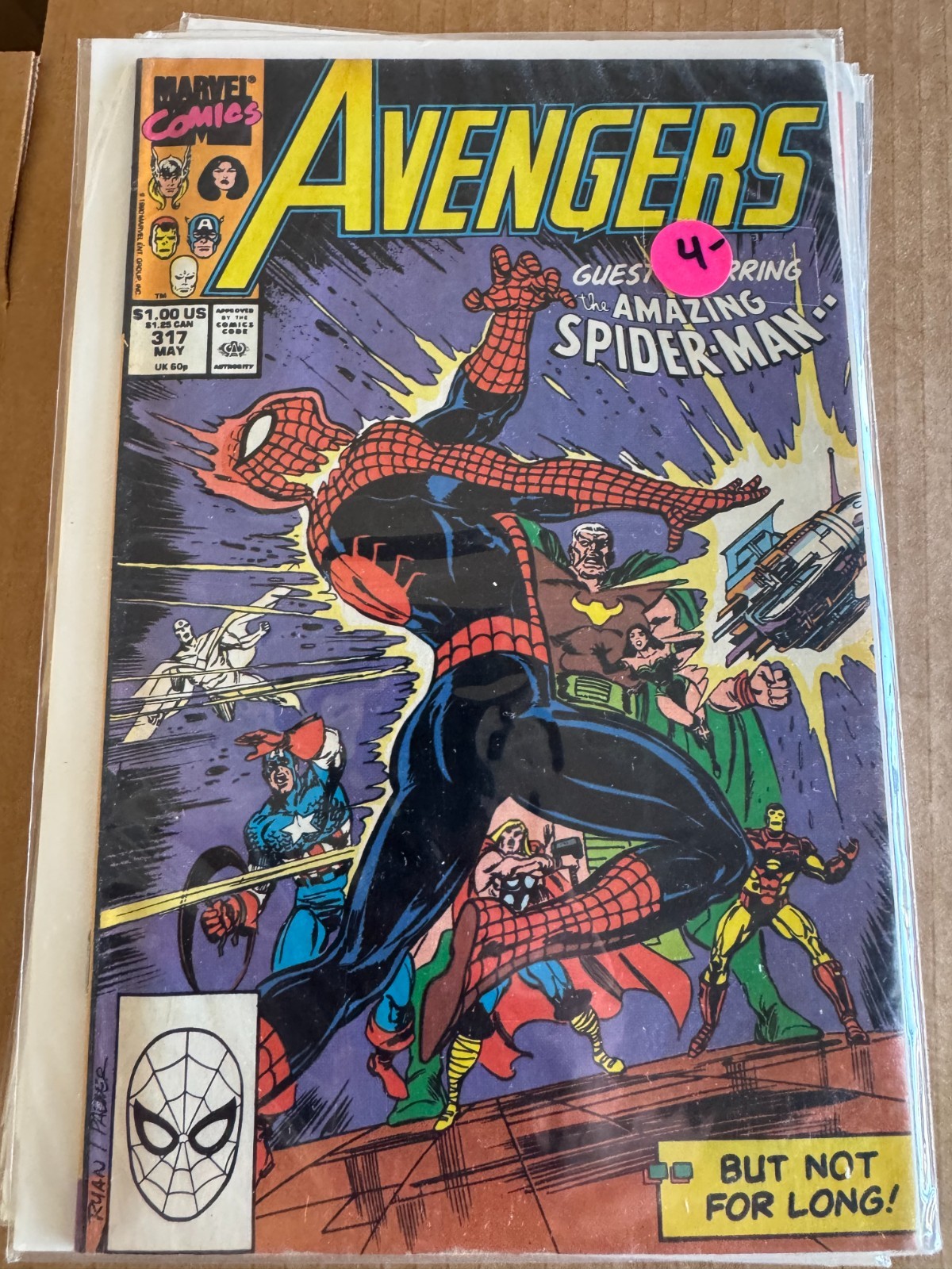 Avengers #317 1990 Marvel Comics John Byrne Spider-Man ospite numero chiave prima stampa