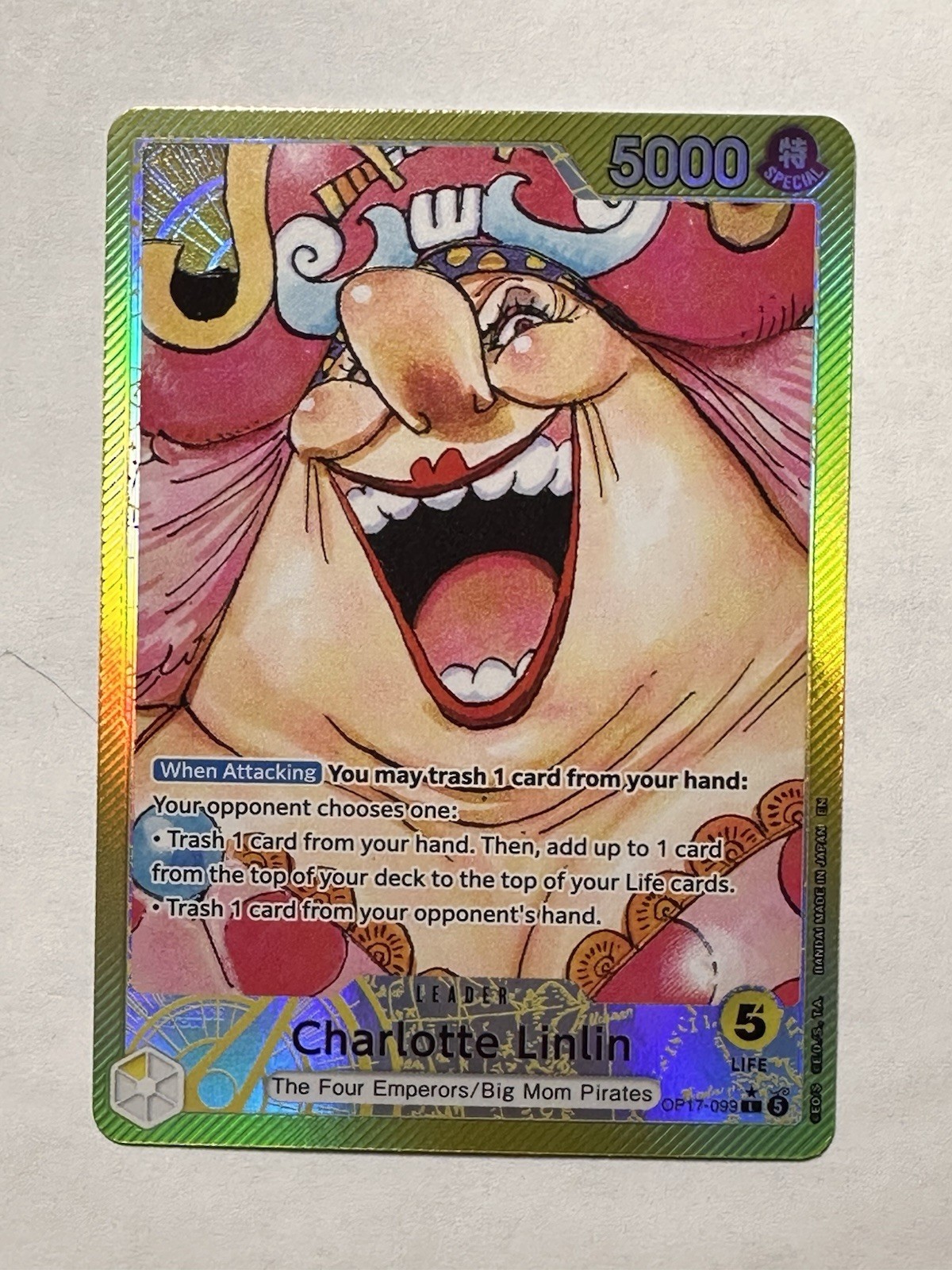 Charlotte Linlin OP17-099 Alt Art Leader - One Piece TCG carta inglese quasi nuova