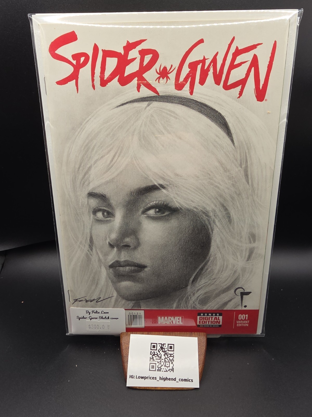 SPIDER-GWEN #1 arte originale di Felix LEON matita dal vivo tonale MARVEL 2015 SCHIZZO 