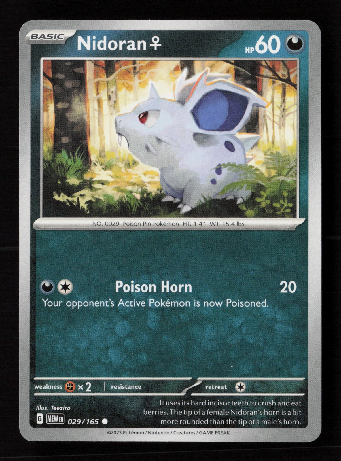 Carta Pokemon Nidoran F 029/165 Scarlatto e Viola 151
