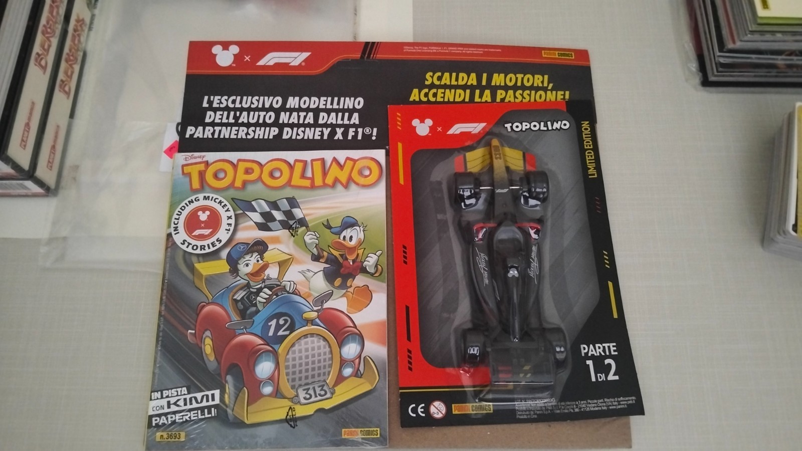 TOPOLINO DISNEY N °3693 + modellino F1 Limited Edition in pista Kimi Paperelli