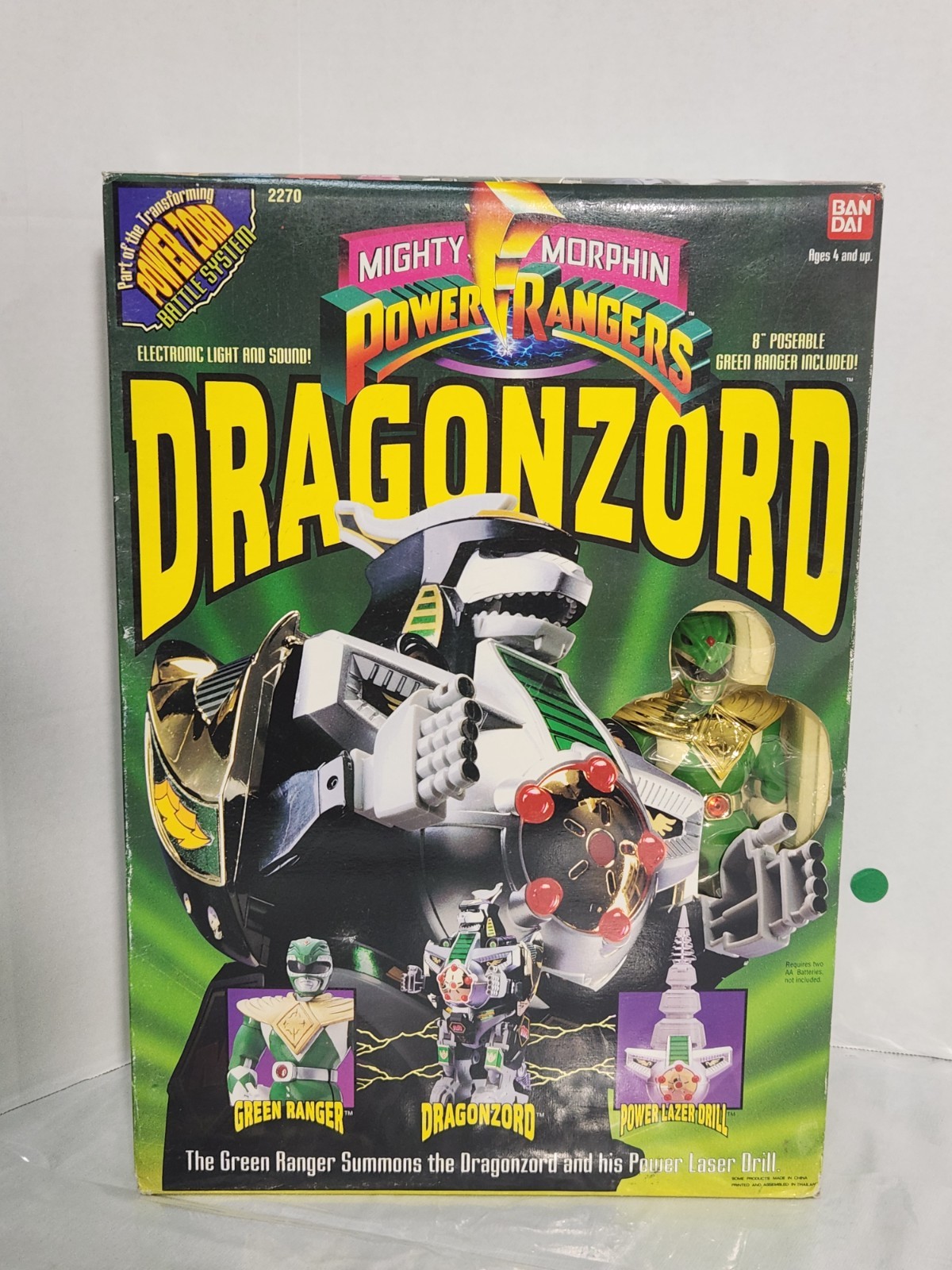 A1021  1993 Bandai Mighty Morphin Power Rangers Dragonzord & Green Ranger Set