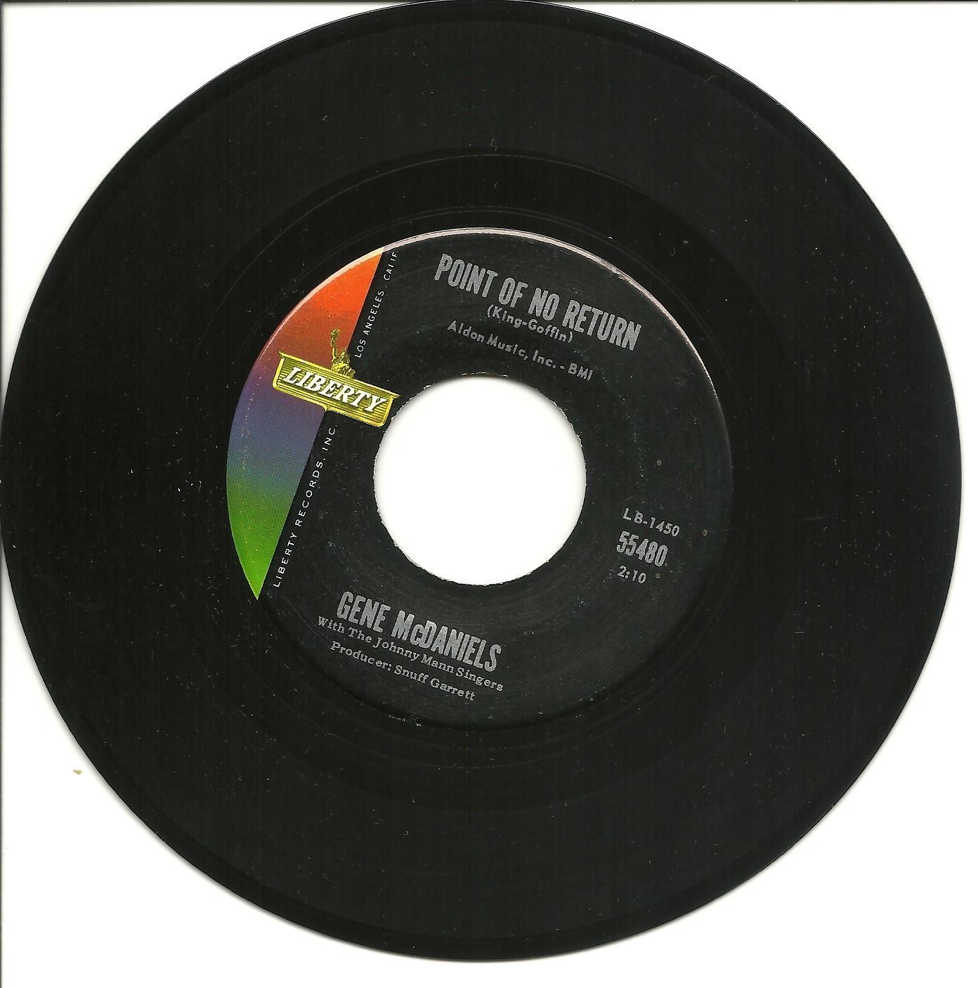 Gene McDaniels-Point Of No Return-45 RPM-Single-Pop-vinyl-record-Liberty 55480