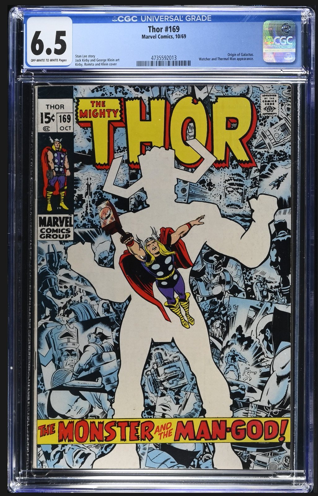 THOR #169 - cgc 6.5 - Pagine OW/W - Marvel/1969