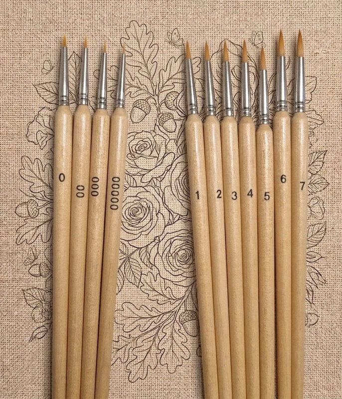 11 pennelli professionali punta fine ideali per pittura di precisione