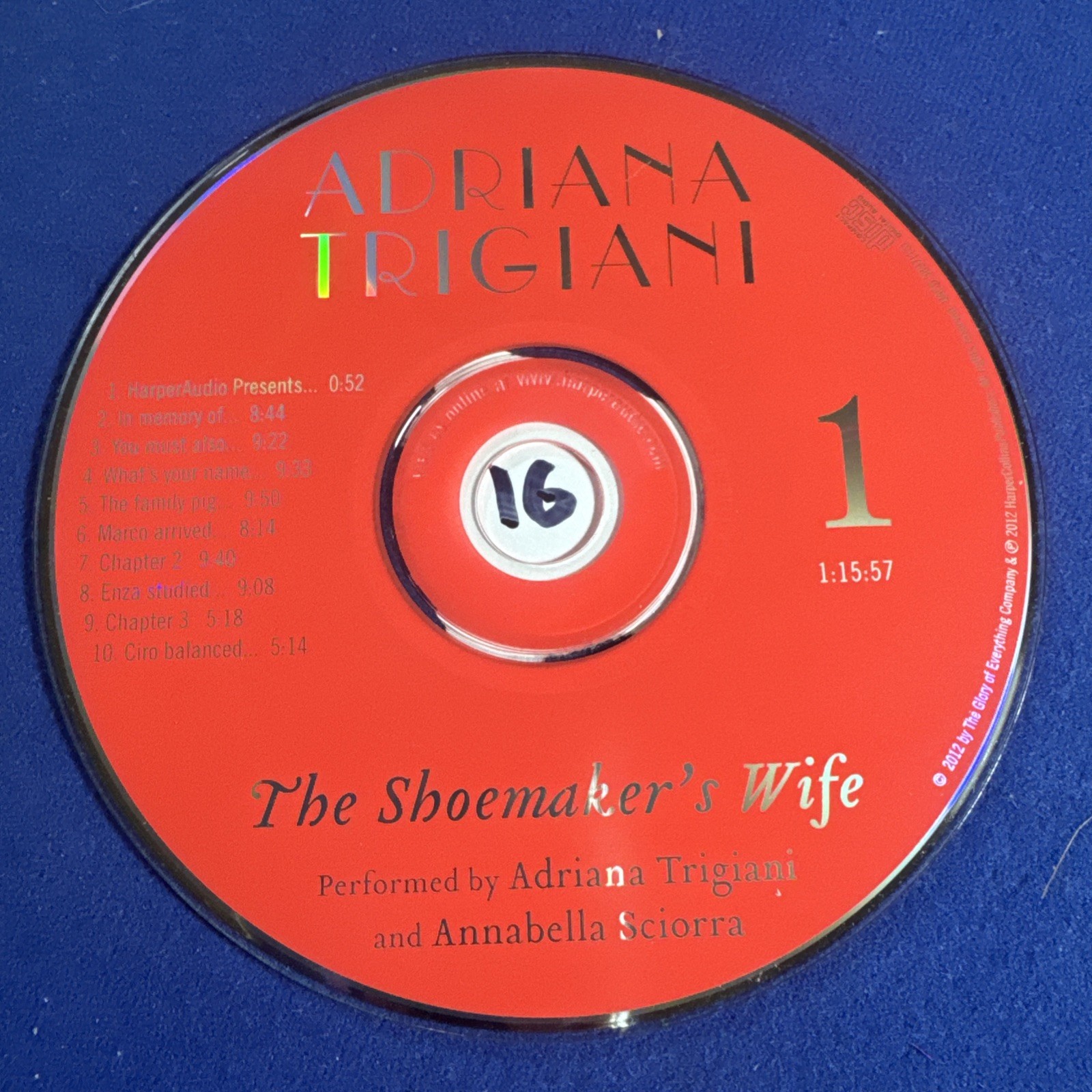 Adriana Trigiani - The Shoemaker’s Wife Audio CD 2012 Disc #1