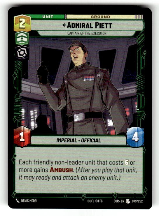 Admiral Piett - Capitano dell'Esecutore 079/252 Star Wars Unlimited quasi nuovo