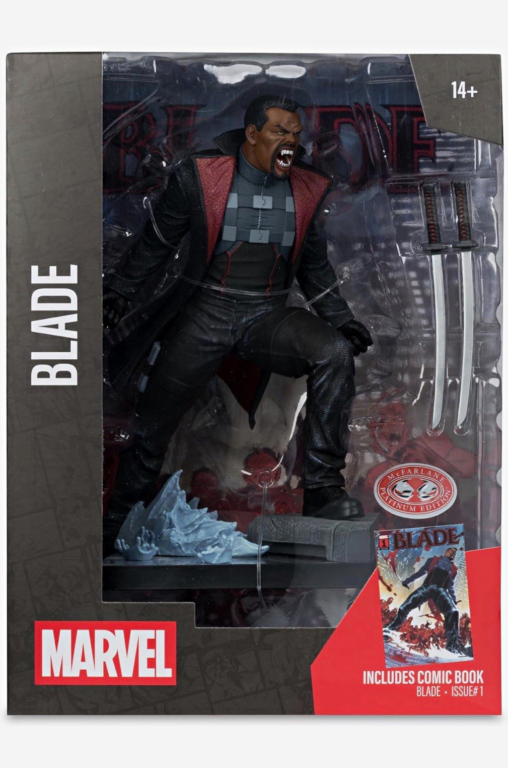 McFarlane Toys Marvel Blade Action Figure Edizione da Collezione con Spada e Fumetto 14+