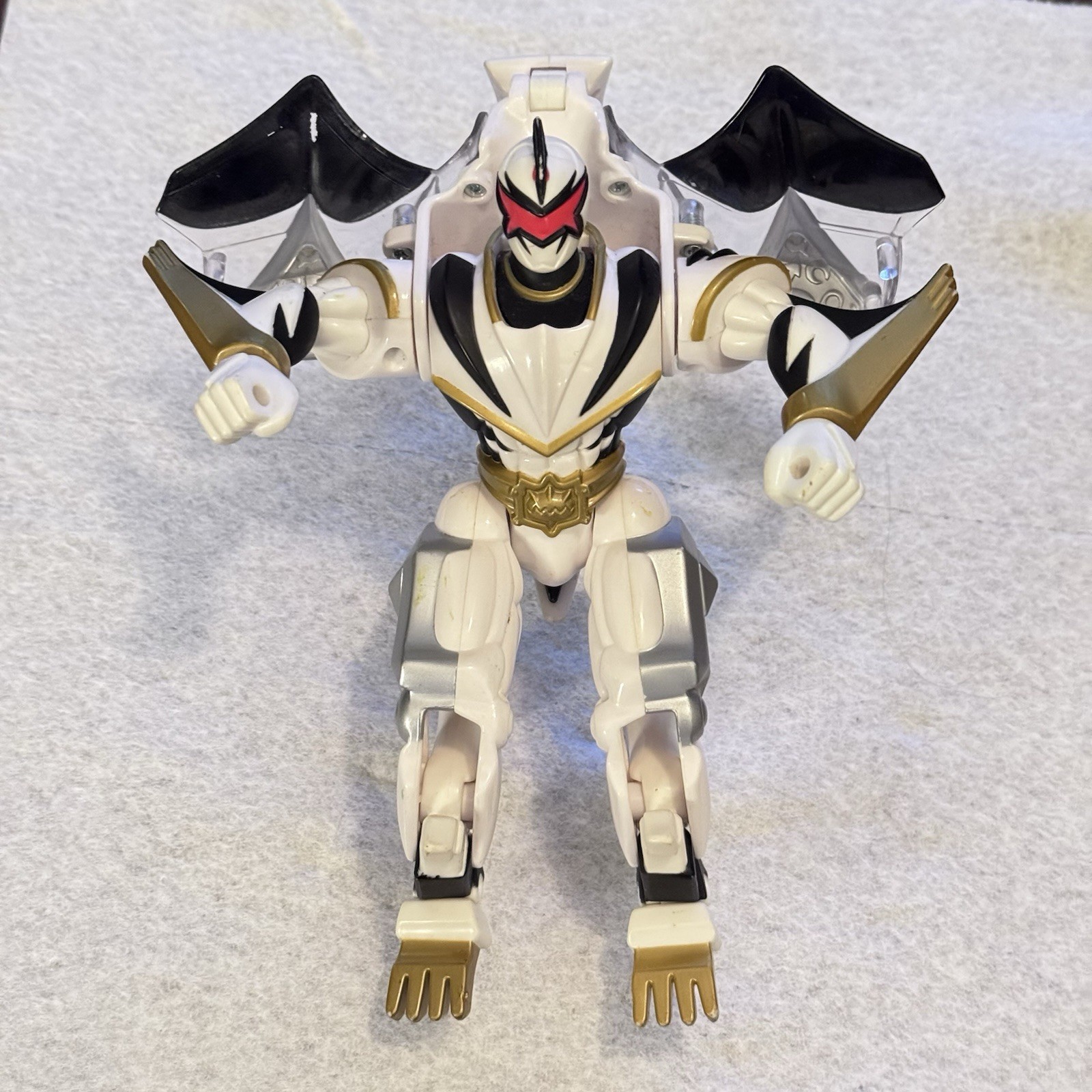 2003 Bandai Power Rangers Dino Thunder White Drago Zord Raptor Toy Rider C3 EUC