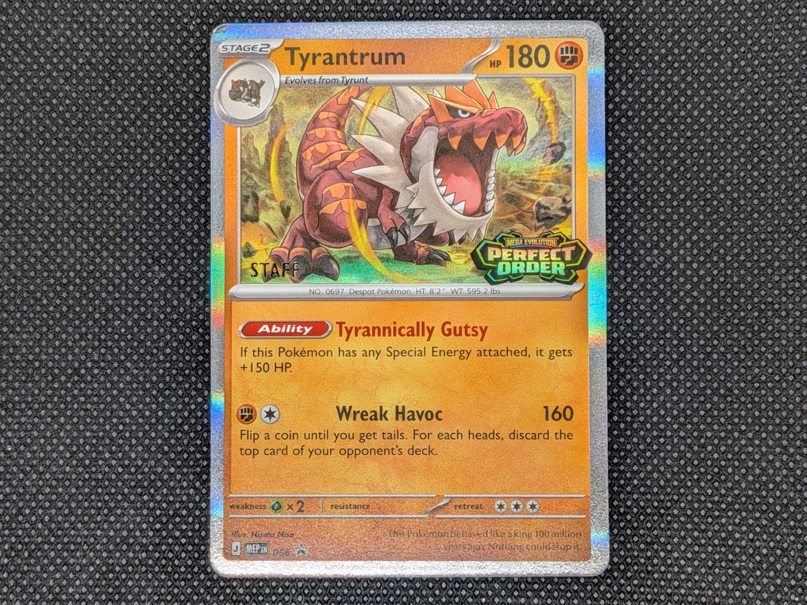 Tyrantrum STAFF MEP 066 Perfect Order Stamped Prerelease Pokémon