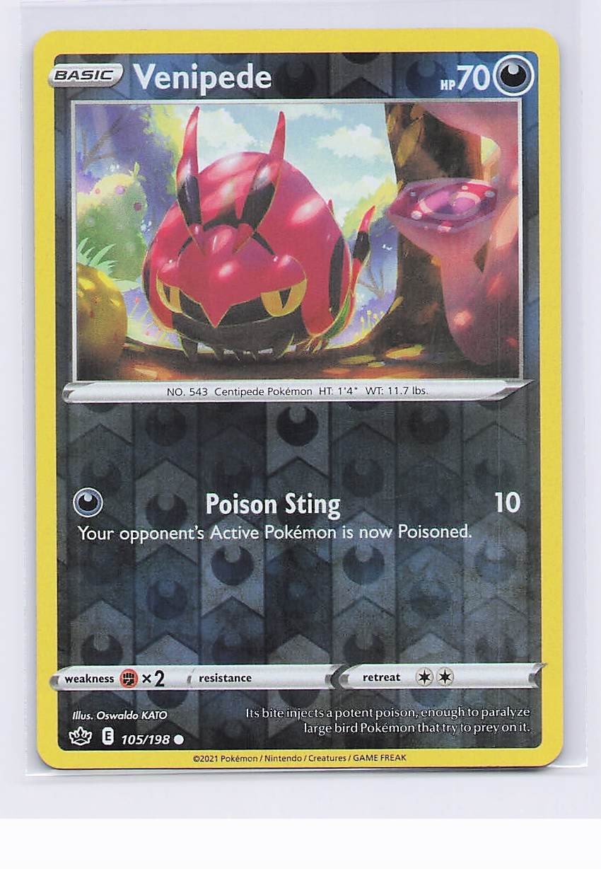 VENIPEDE 105/198 POKEMON COMMON CHILLING REIGN REVERSE HOLO LP