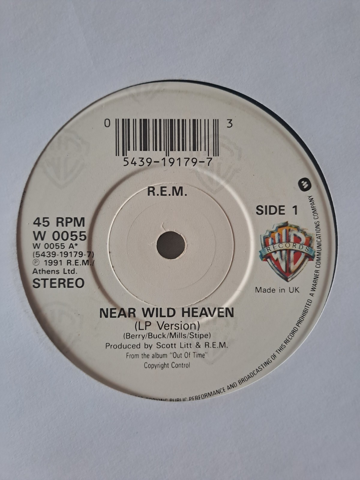 R.E.M. - Near Wild Heaven 7" Vinyl single EX 1991