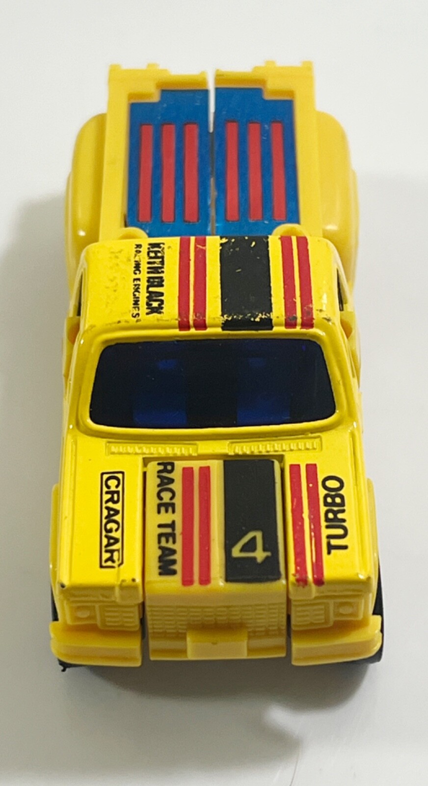 Giocattolo MC anni 80 ~ Pull Back Transforming DynaBot Giallo Pickup MANCA ASSE POSTERIORE