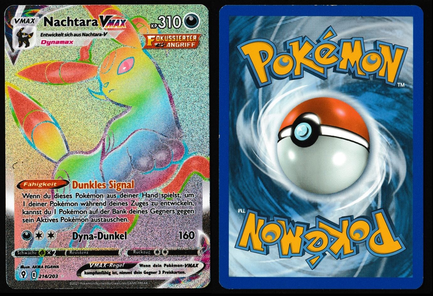 Pokemon Nachtara VMAX tedesco 214/203 Dragonwalk Rainbow ottimo