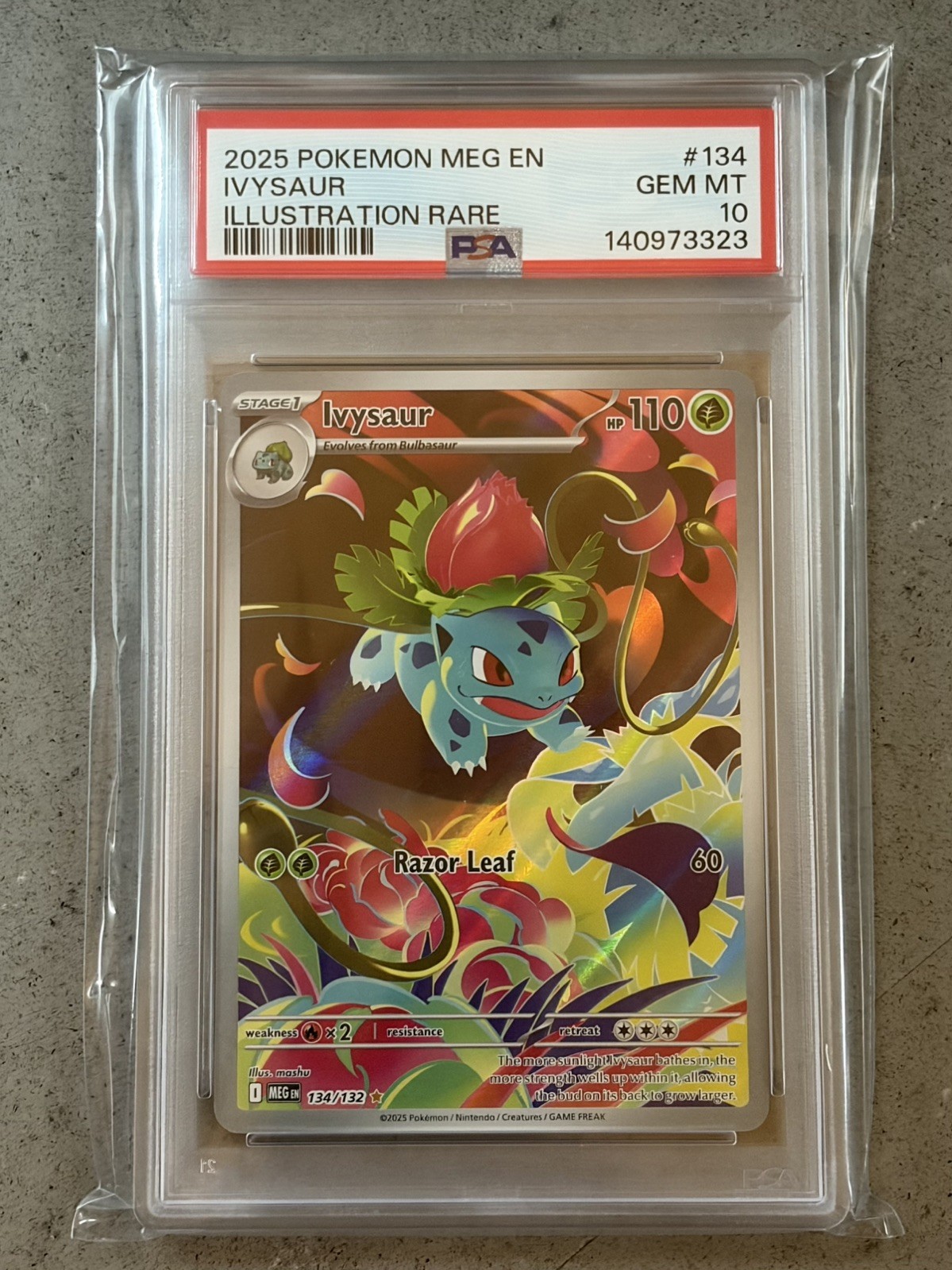Pokemon Ivysaur Me01: Mega Evolution Illustration Rare Holo 134/132 PSA 10 EN