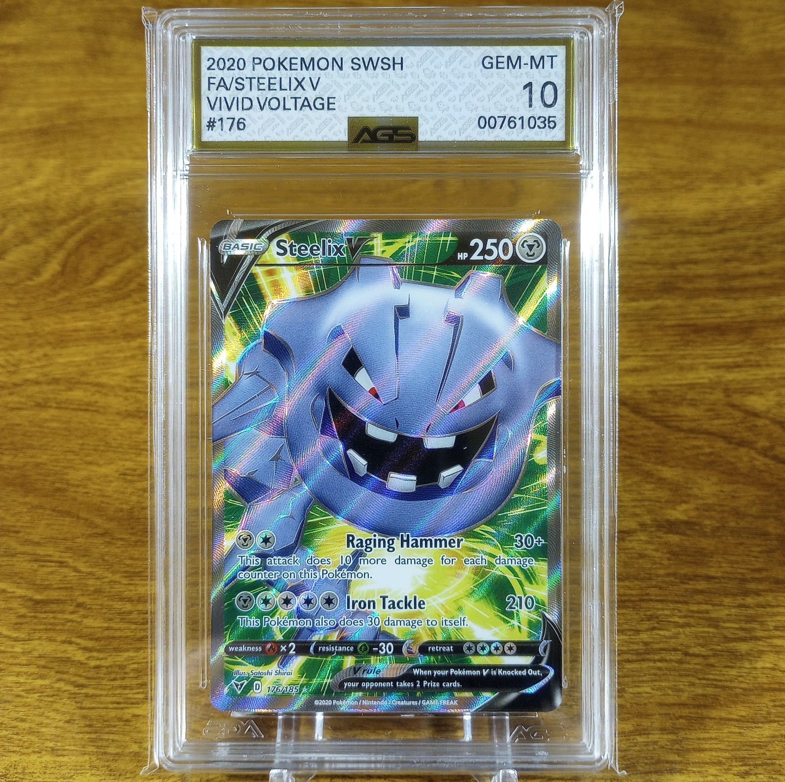 Pokemon Vivid Voltage Steelix V 176/185 AGS Gem-MT 10 Full Art Holo Raro 2020