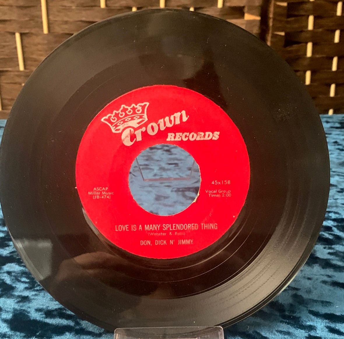 DON, DICK 'n' JIMMY Love Is A Many Splendored Thing 45 RPM 7"  Crown
