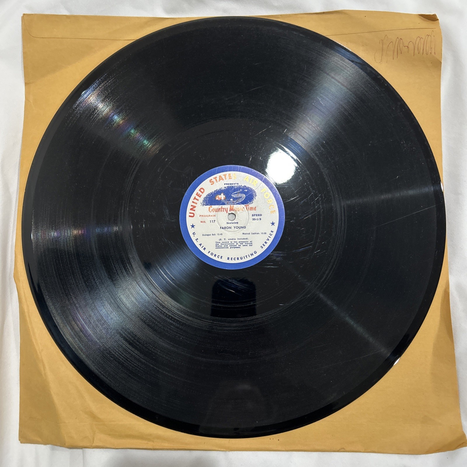 Vintage US Air Force Country Music Time, pgm 117-118, 16" LP, Recruiting Service