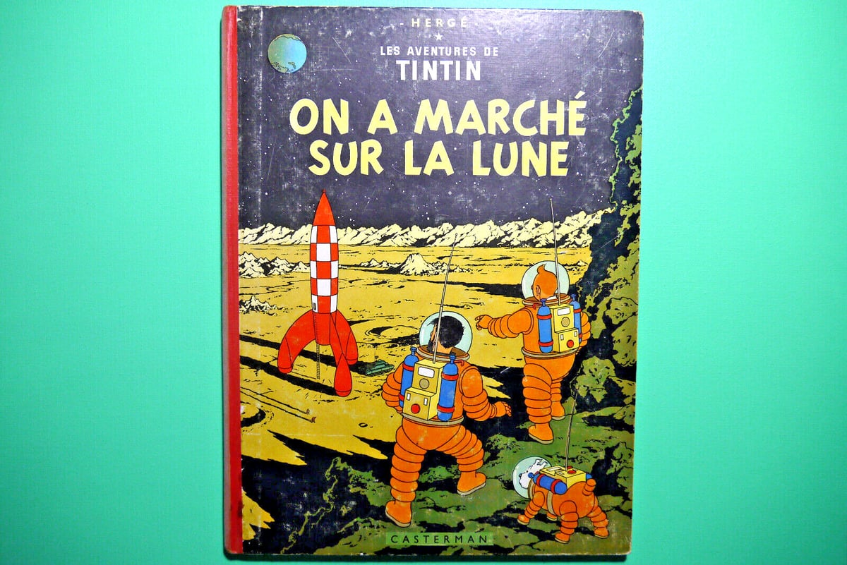 BD TINTIN , ON A MARCHE SUR LA LUNE , B 26 , 1958